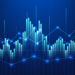 A blue-themed graph displaying fluctuating bar charts and line graphs, representing data trends and investing analysis. The bars and lines have a glowing effect, set against a dark background, creating a visually dynamic and futuristic look. | LESSINVEST