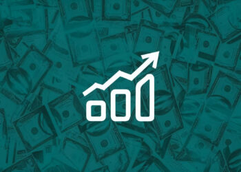 A rising bar and line graph icon overlaid on a background of scattered U.S. dollar bills, symbolizing financial growth or a positive economic trend, highlights the potential to Invest in S&P 500. | LESSINVEST