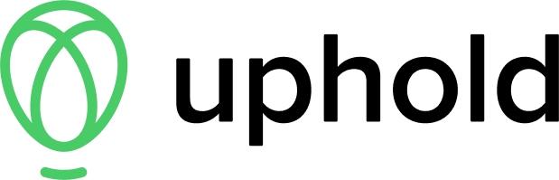 Uphold logo featuring a green abstract globe design on the left and the word "uphold" in lowercase black letters on the right. | LESSINVEST