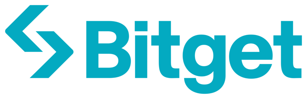 The image shows the Bitget logo with a blue arrow symbol pointing left, followed by the word "Bitget" in bold blue letters on a white background. | LESSINVEST
